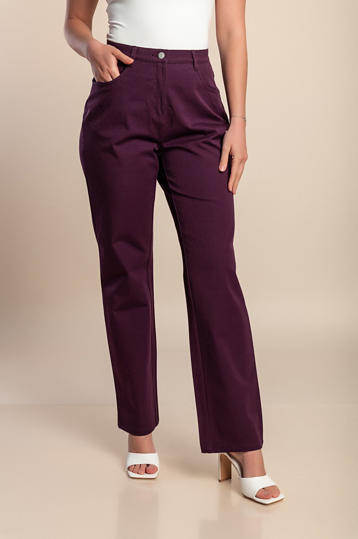 Pantaloni di cotone taglie forti, viola