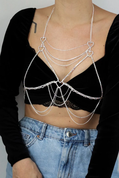 Cintura decorativa con strass, argento