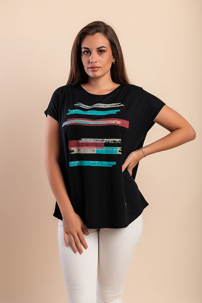 Maglietta con stampa, blu scuro