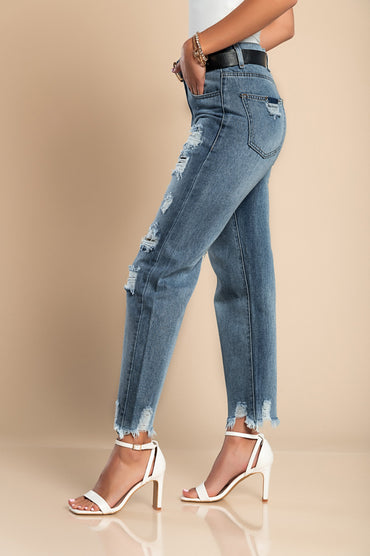 Jeans con buchi, verde