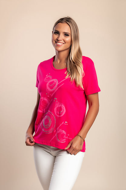 T-shirt in cotone con stampa, blu scuro