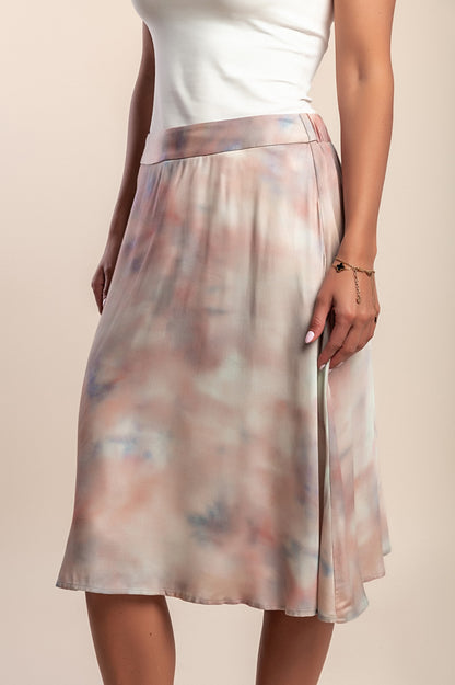 Gonna midi con stampa, grigia