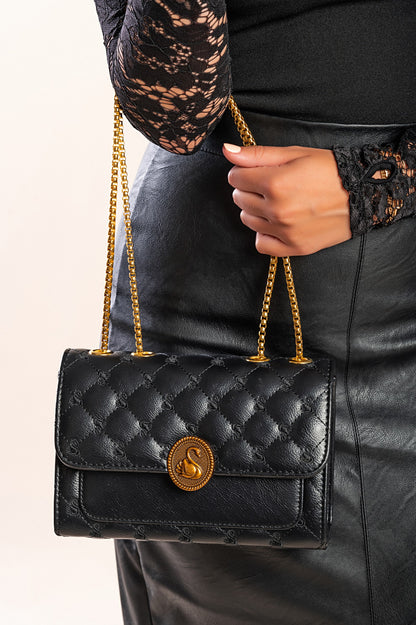 Borsa piccola con dettaglio trapuntato, bianca