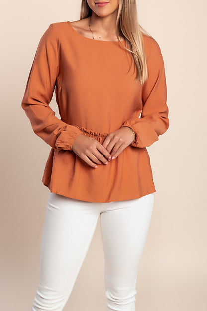 Camicetta a maniche lunghe taglie forti, mattone