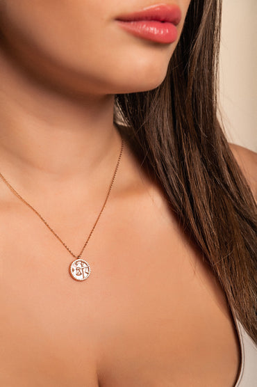 Collana con pendente, LIBRA, oro rosa