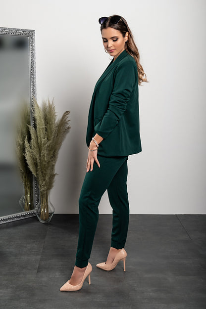 Completo di pantaloni e blazer elegante senza lettere Estrena, nero-nero