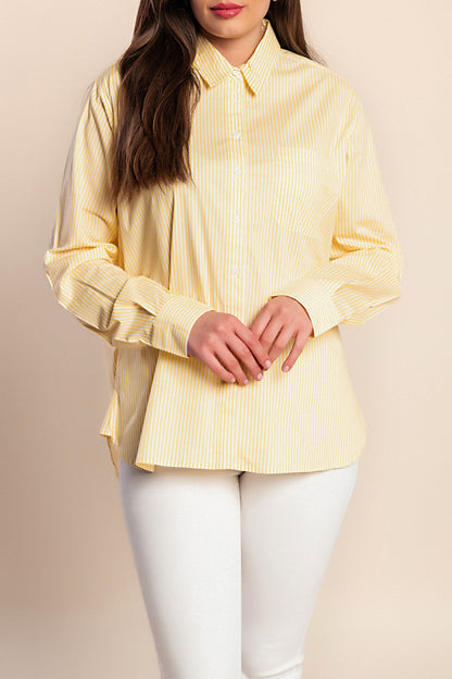 Camicia in cotone a maniche lunghe, gialla