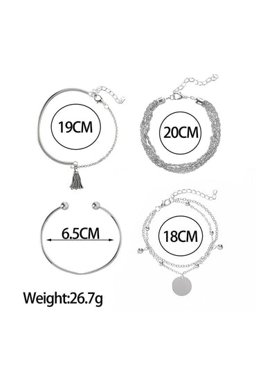 SET DI 4 BRACCIALI A VARIE FORME EVENNE, ARGENTO