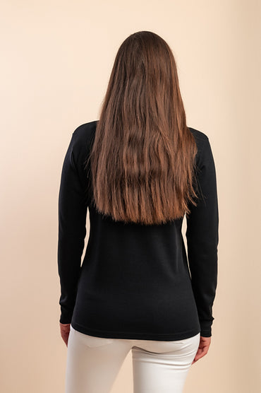 Maglia in cotone a maniche lunghe, nera