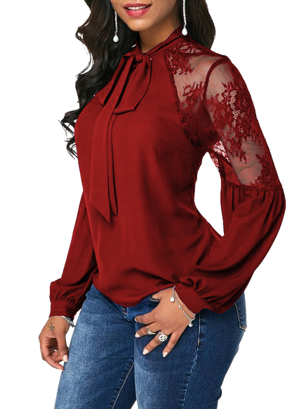 Camicia con dettagli in pizzo Ainsley, blu