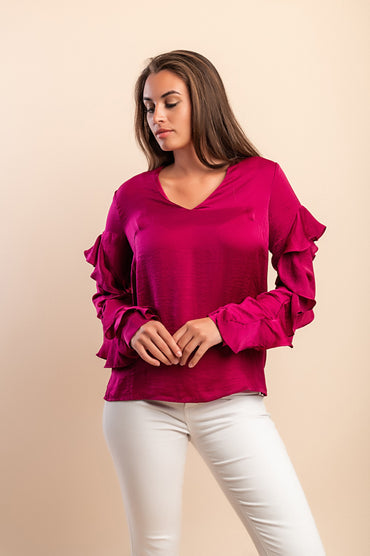 Blusa elegante con volant, viola