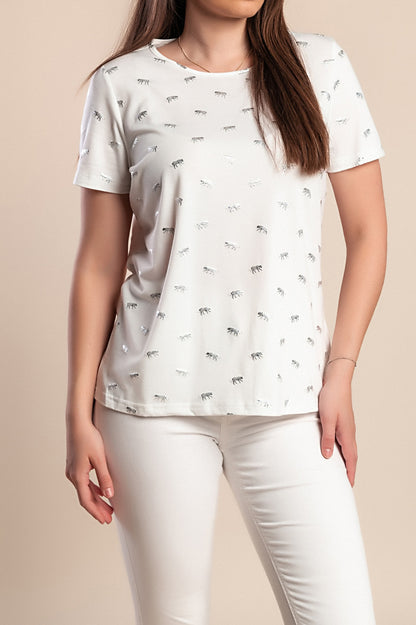 T-shirt stampata taglie forti, bianca