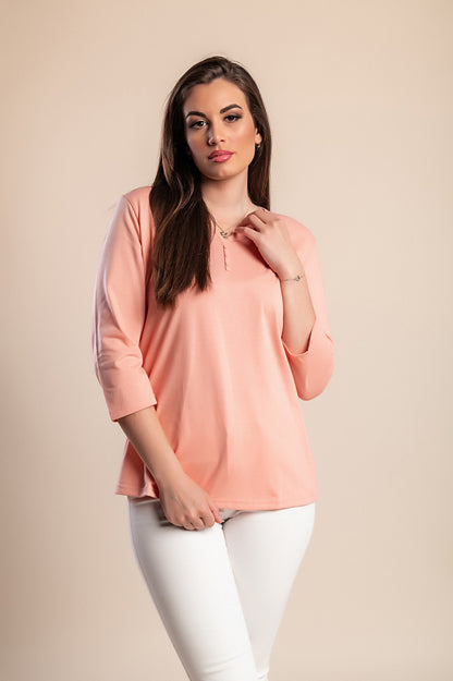 Camicetta con maniche a 3/4, albicocca