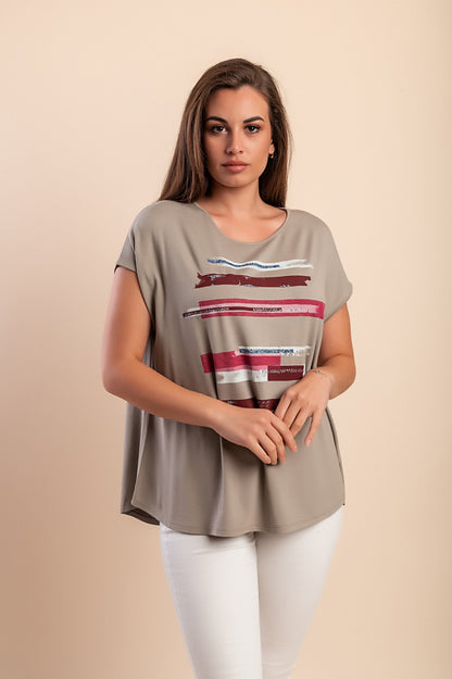 Maglietta con stampa, blu scuro