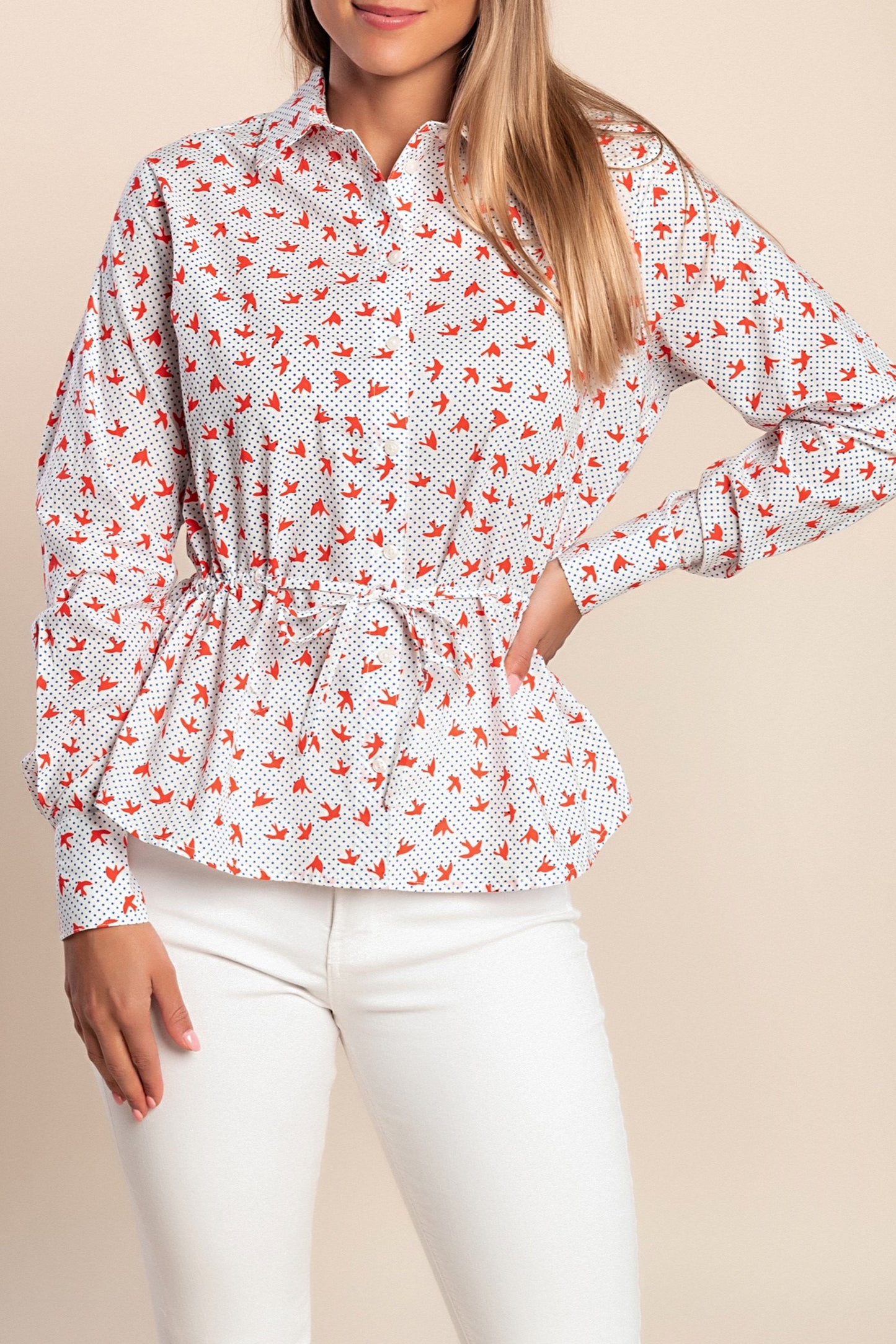 Camicia stampata, bianca