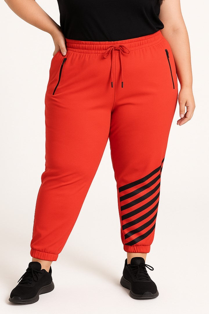 Pantaloni di cotone taglie forti, rossi