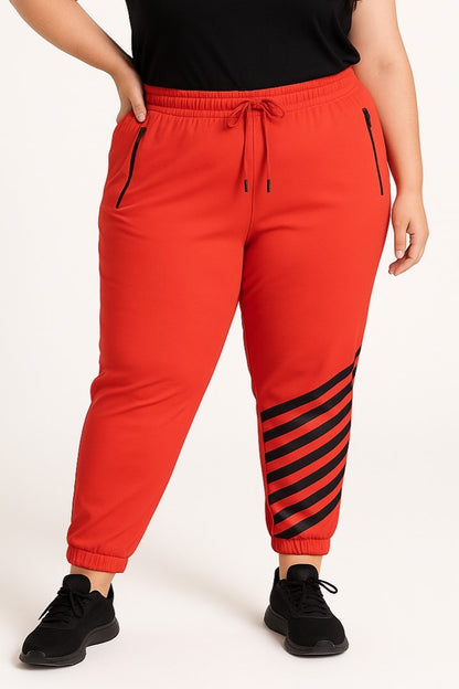 Pantaloni di cotone taglie forti, rossi