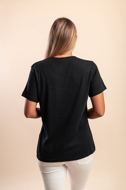 T-shirt in cotone con stampa, nera