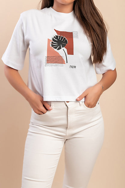 T-shirt in cotone con stampa, bianca