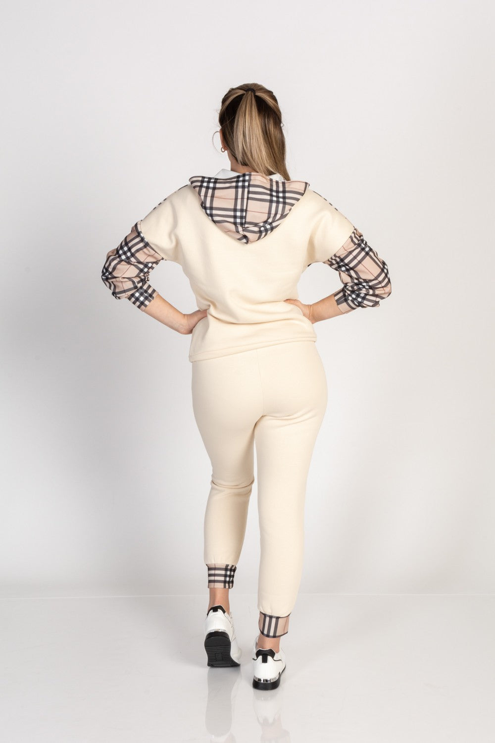 Completo tuta in cotone con stampa Ferisa, beige