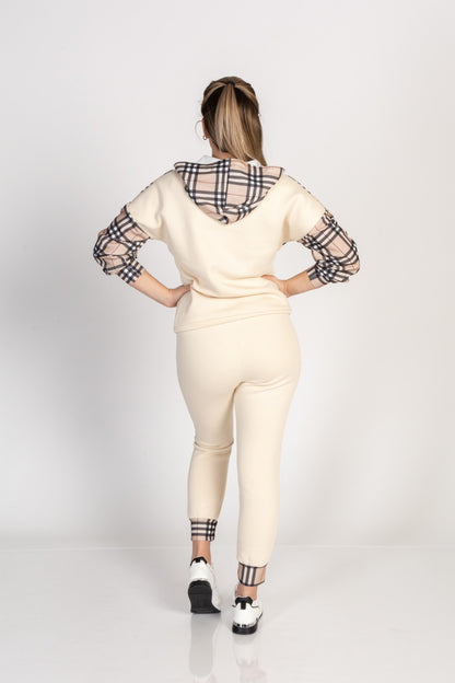 Completo tuta in cotone con stampa Ferisa, beige