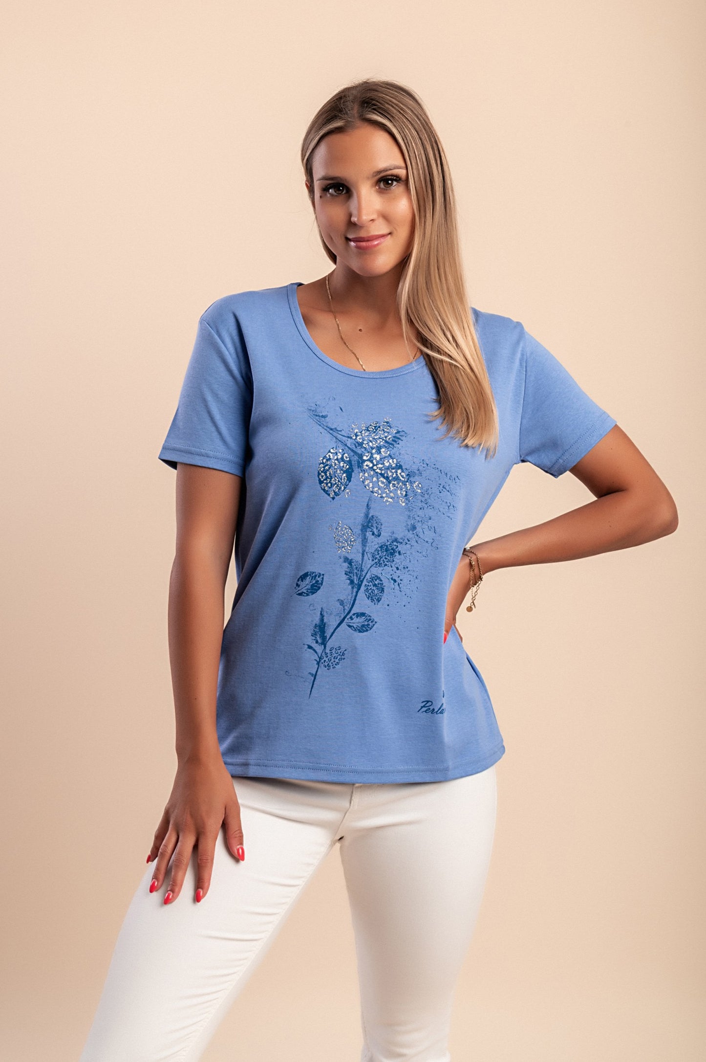 T-shirt in cotone con stampa, rosa chiaro