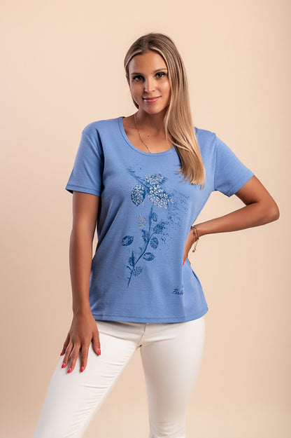 T-shirt in cotone con stampa, rosa chiaro