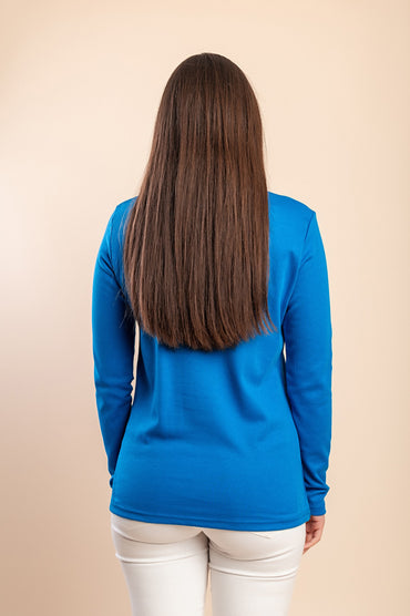 T-shirt in cotone a maniche lunghe, blu