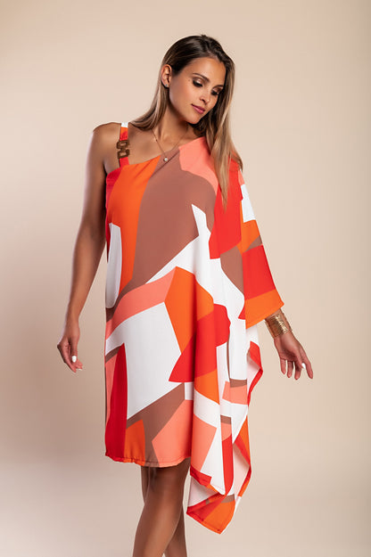 Mini elegante vestito con stampa, rossa