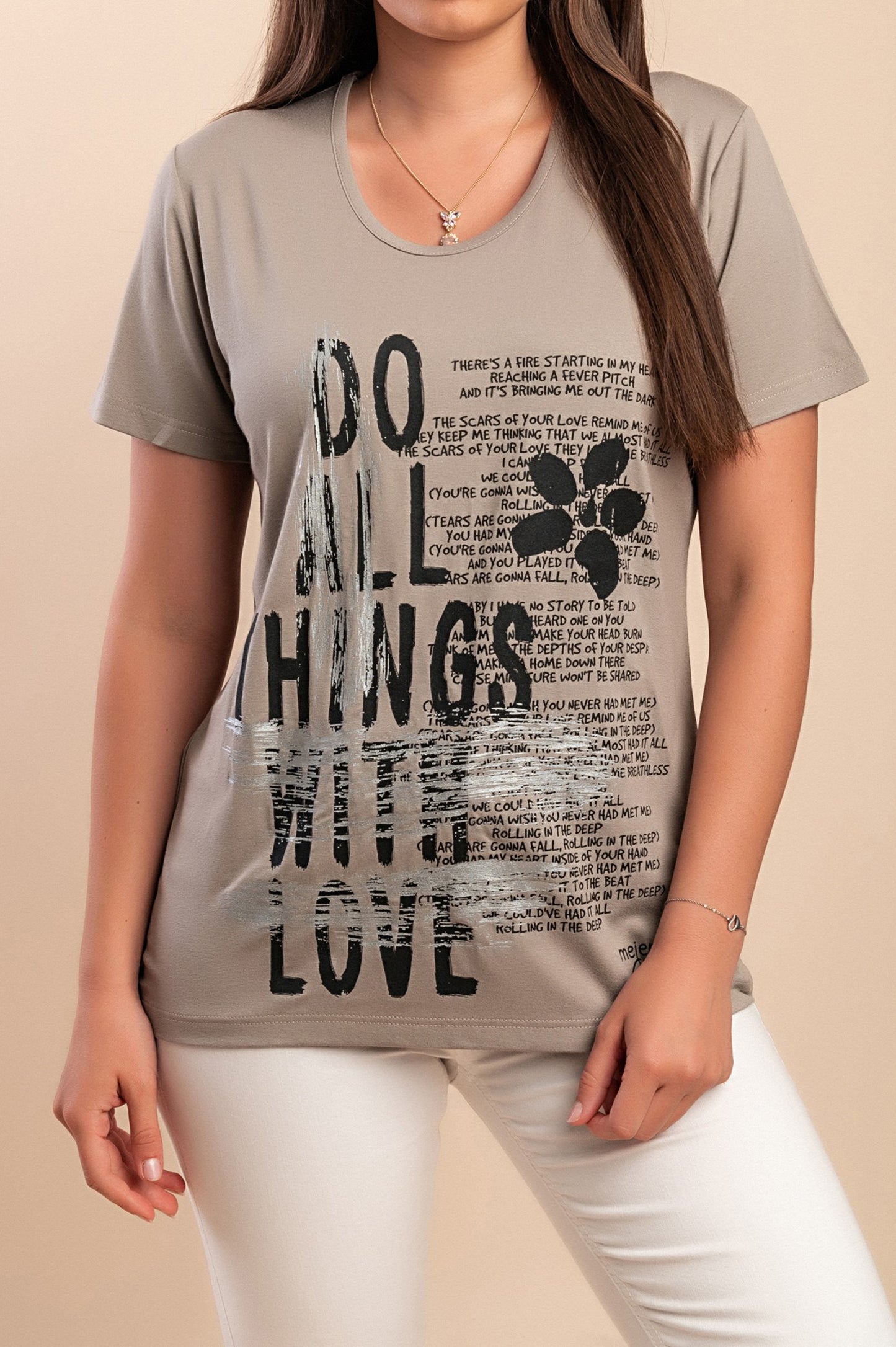 T-shirt in viscosa stampata, fango