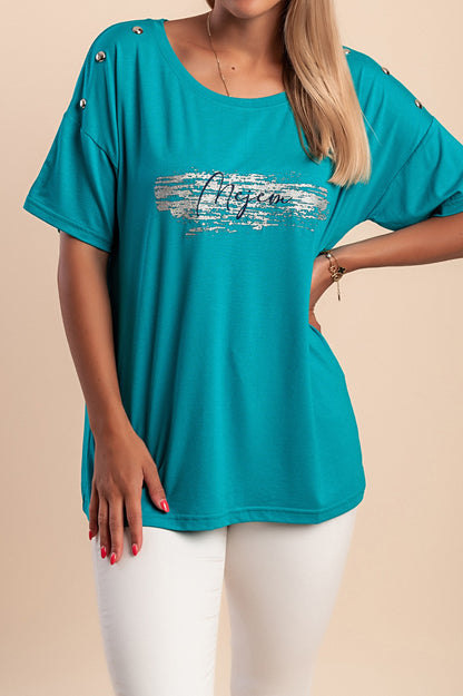 T-shirt con rivetti decorativi, blu reale