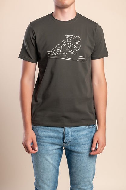 T-shirt da uomo in cotone con stampa, nera