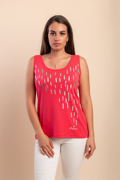 Top senza maniche in cotone, verde