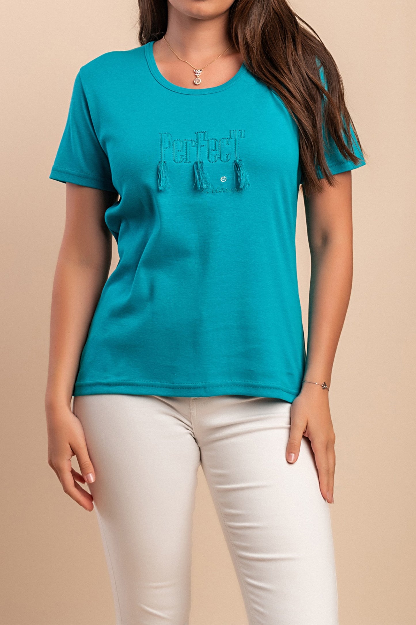 T-shirt in cotone con nappe, blu scuro