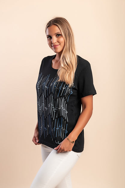 T-shirt in cotone con stampa, blu scuro