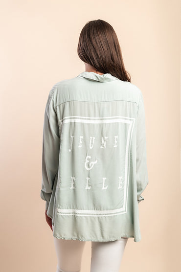 Camicia stampata in viscosa, menta