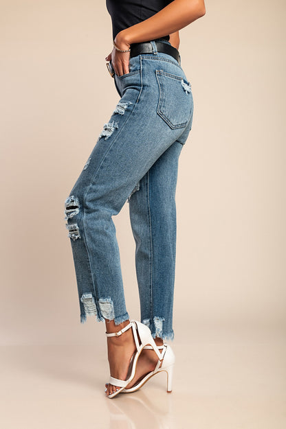 Jeans tagliati con stampa con orlo sfilacciato Alexandria, verde