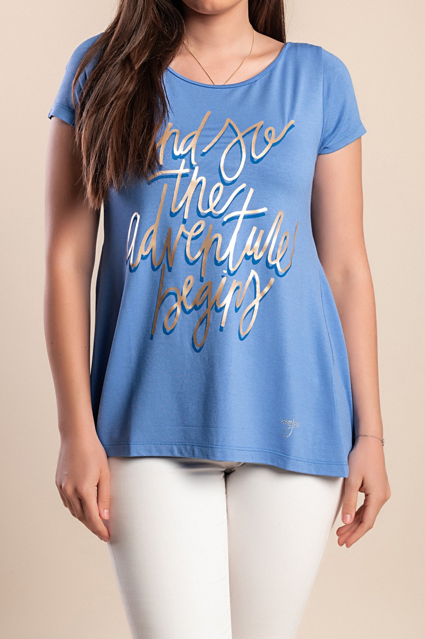 T-shirt stampata, blu