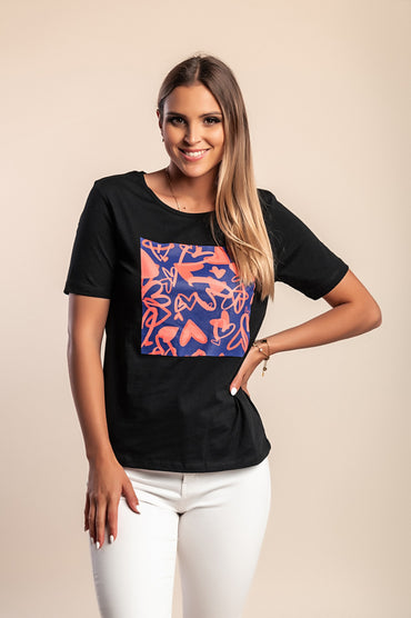 Maglietta con stampa, nera