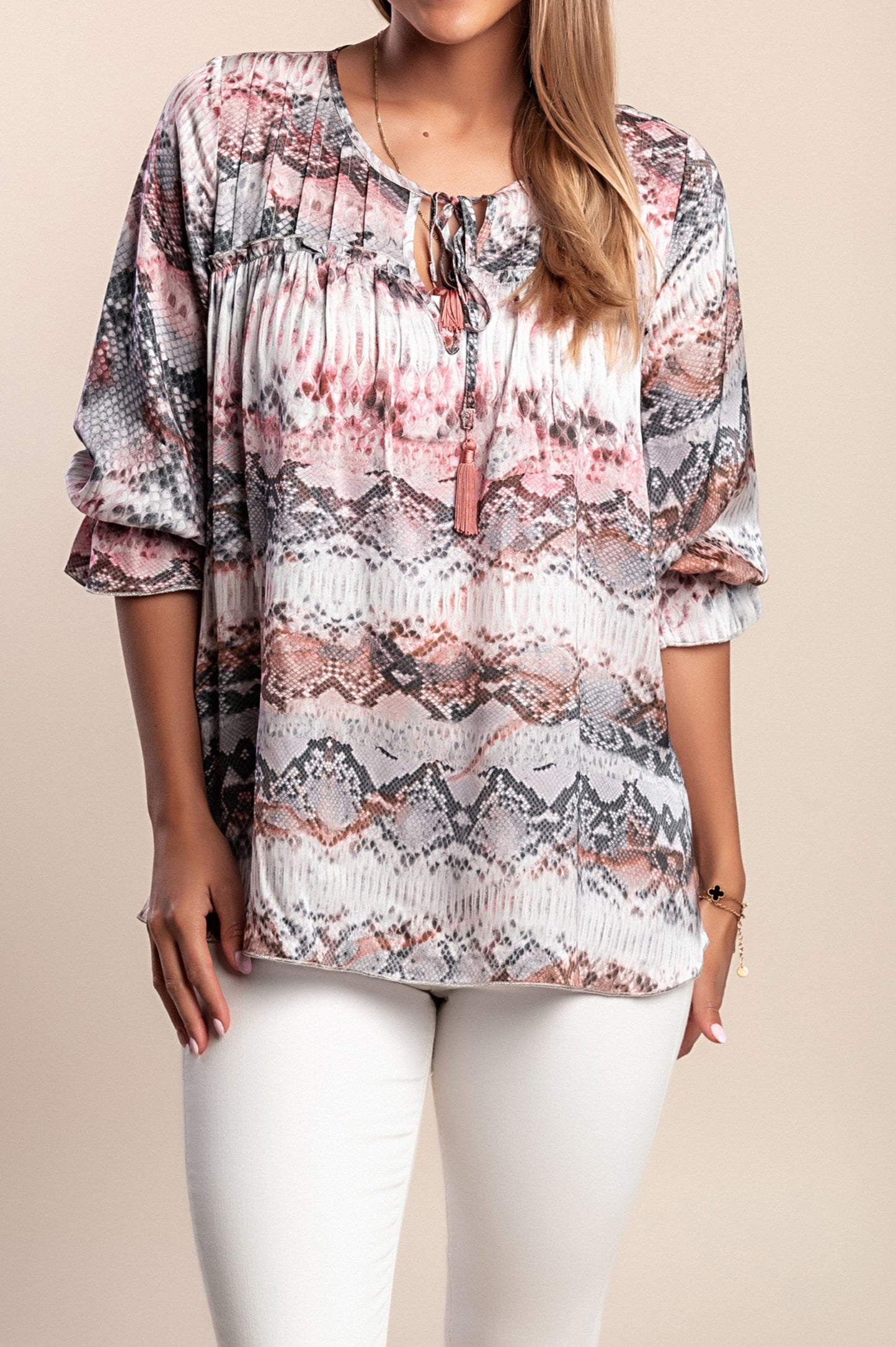 Camicetta stampata, grigia