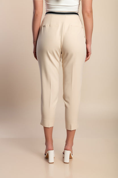 Pantaloni eleganti taglie forti, crema