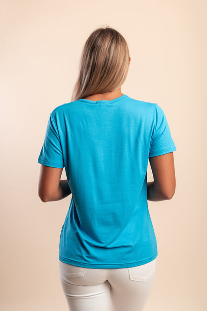 Maglietta con stampa, azzurra