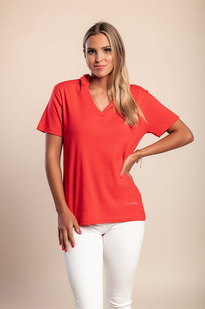 T-shirt in cotone con stampa, turchese