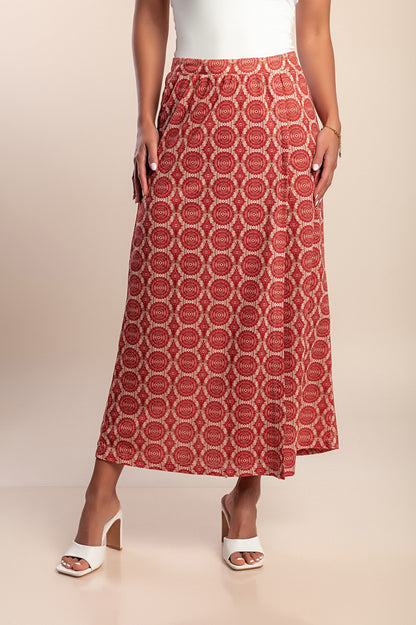 Gonna stampata taglie forti, rossa