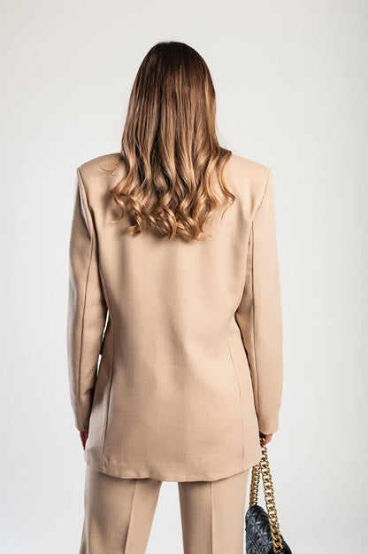 Completo elegante blazer e pantaloni, beige