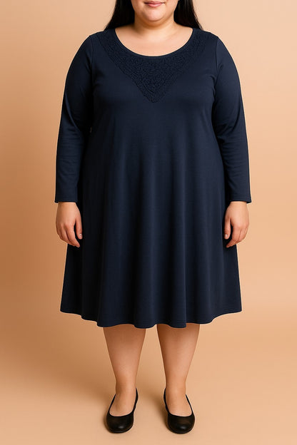 Abito in pizzo taglie forti, blu scuro