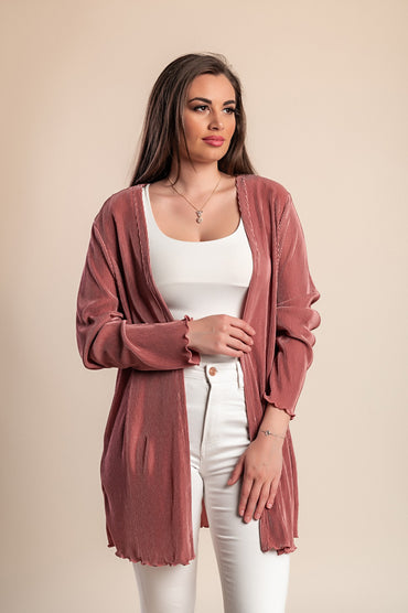 Cardigan a maniche lunghe taglie forti, rosa