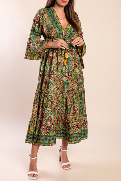 Abito maxi con stampa, blu