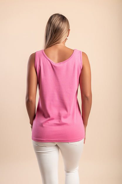 Top senza maniche in cotone, arancione