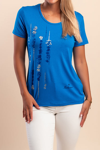 Maglietta con stampa, azzurra